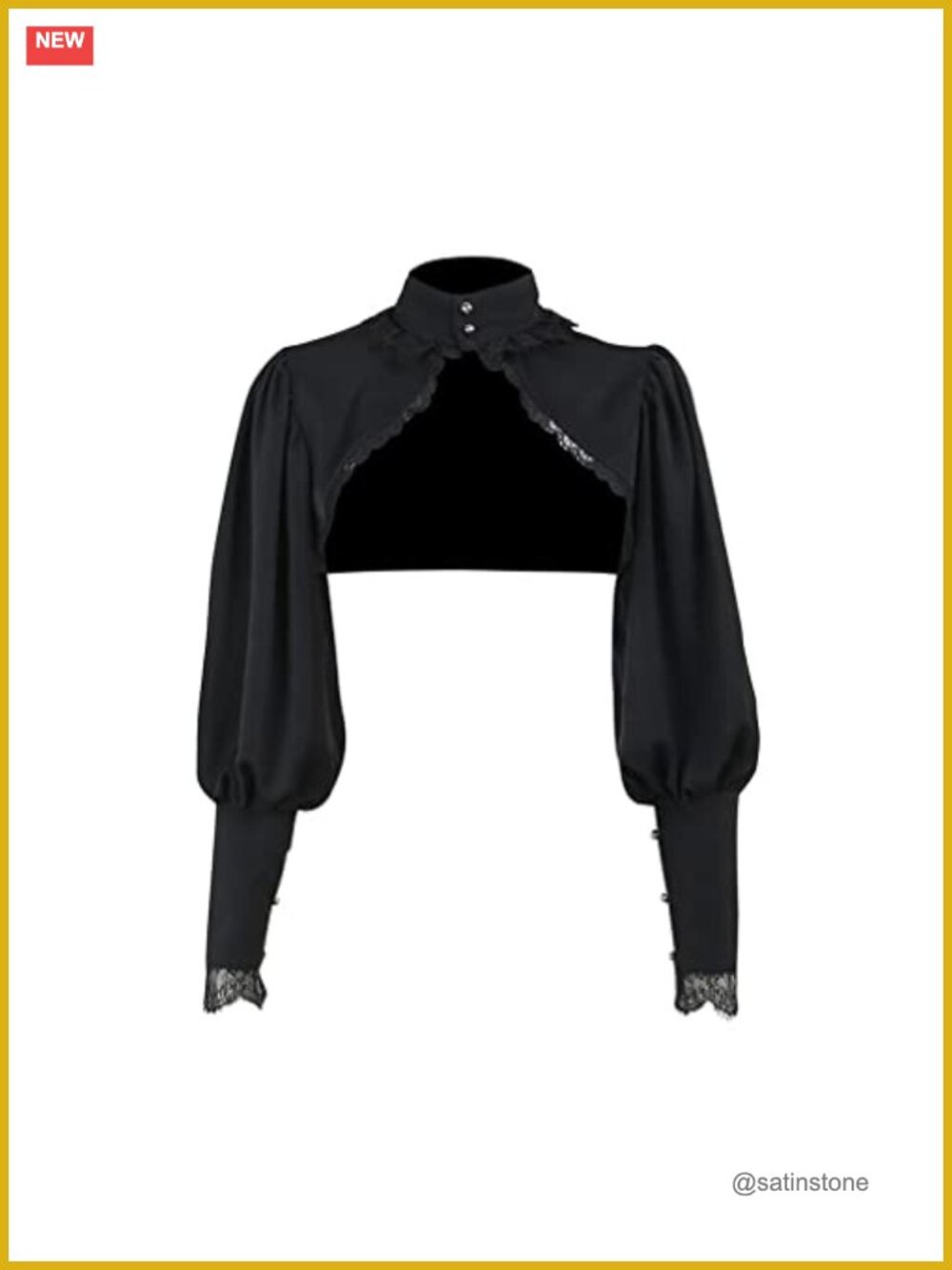 Women's Long Sleeve Shrug Bolero Top Mock Neck Bishop Sleeve Goth